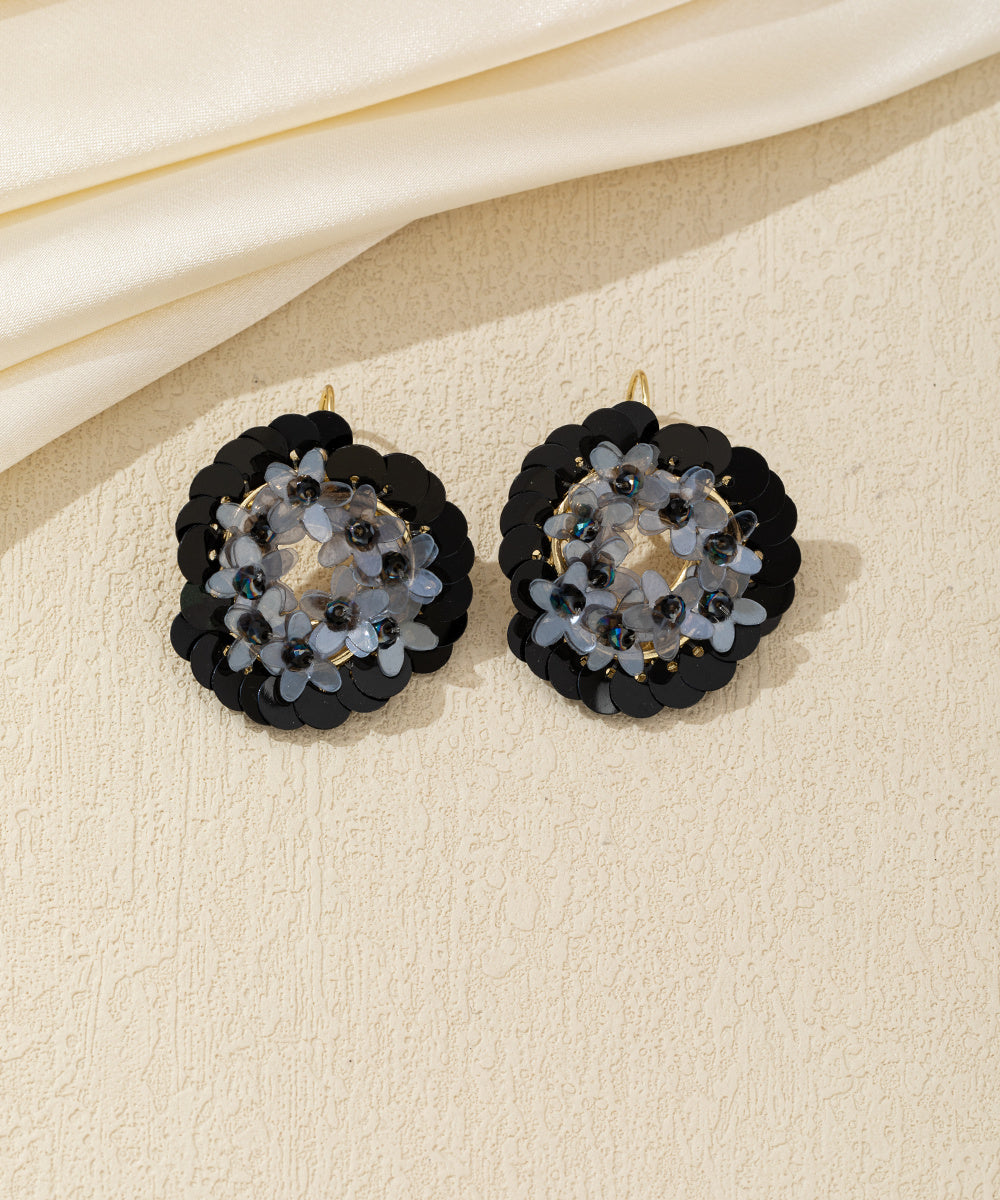 Boucles d’oreilles pendantes fleur sequins Dormeuse– 26AHBOL056