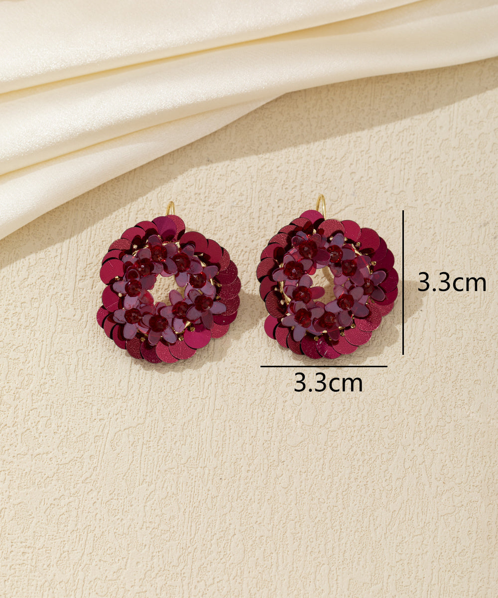 Boucles d’oreilles pendantes fleur sequins Dormeuse– 26AHBOL056