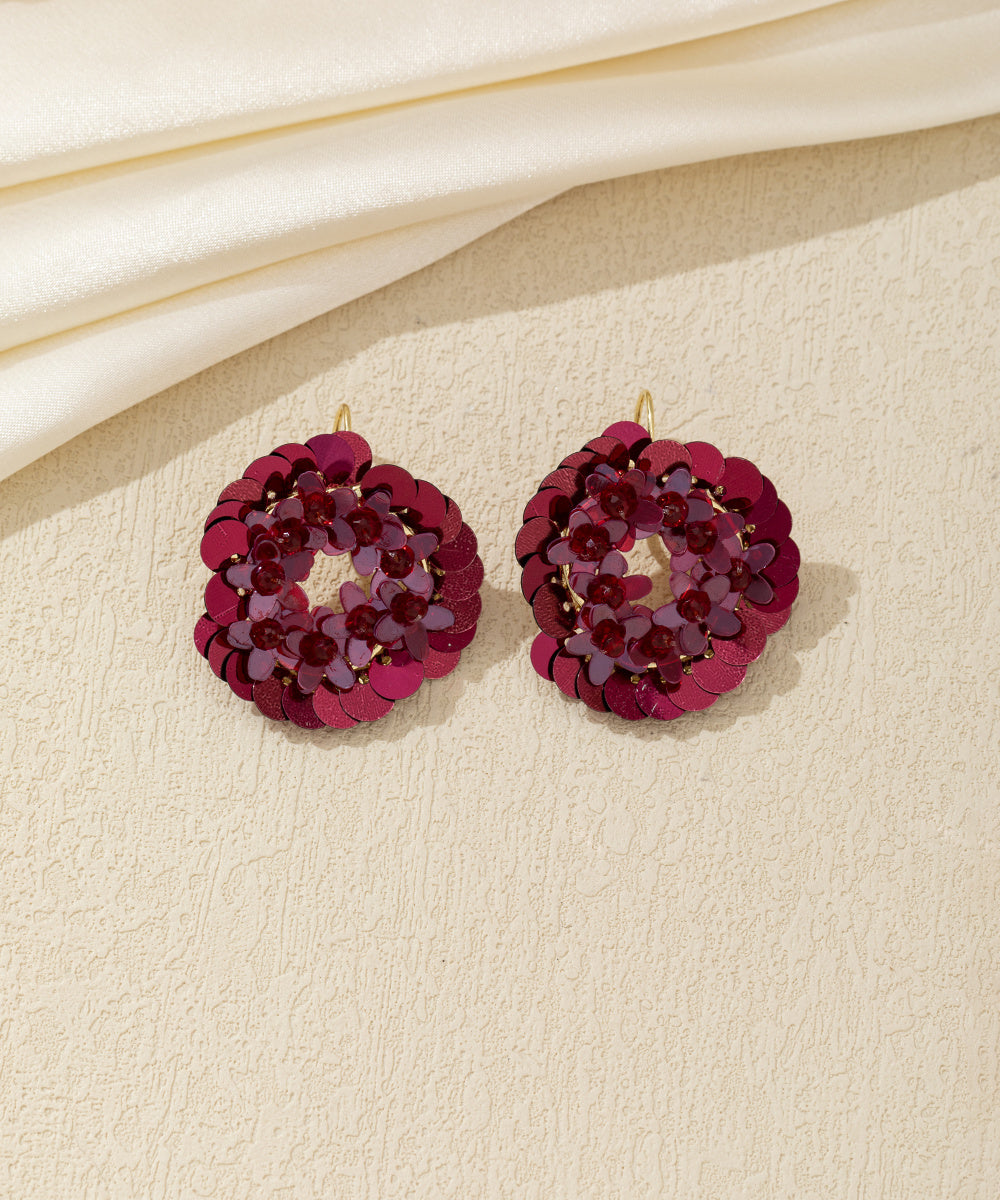 Boucles d’oreilles pendantes fleur sequins Dormeuse– 26AHBOL056