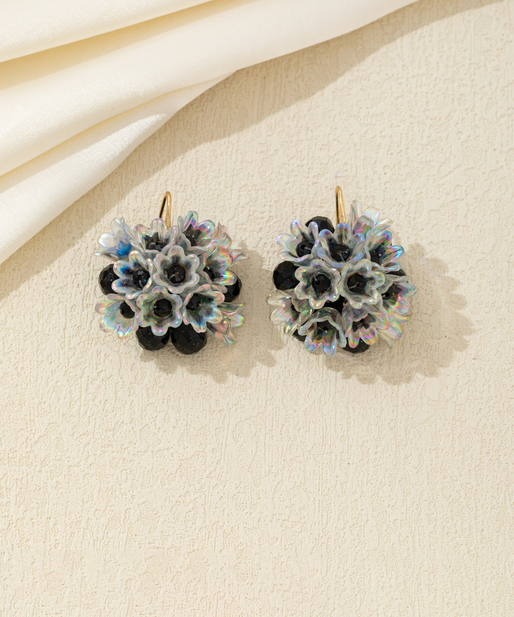 Boucles d’oreilles pendantes fleurs & perles crochet – 26AHBOL057