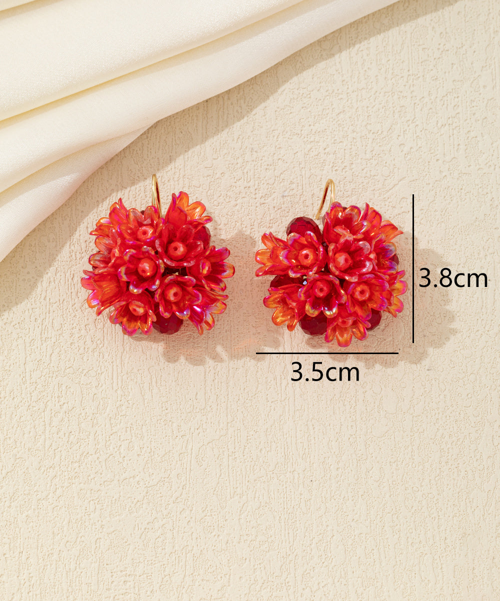 Boucles d’oreilles pendantes fleurs & perles crochet – 26AHBOL057