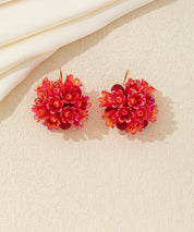 Boucles d’oreilles pendantes fleurs & perles crochet – 26AHBOL057