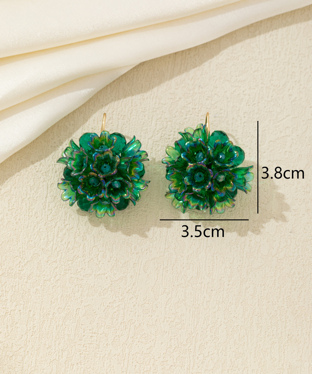 Boucles d’oreilles pendantes fleurs & perles crochet – 26AHBOL057