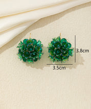 Boucles d’oreilles pendantes fleurs & perles crochet – 26AHBOL057
