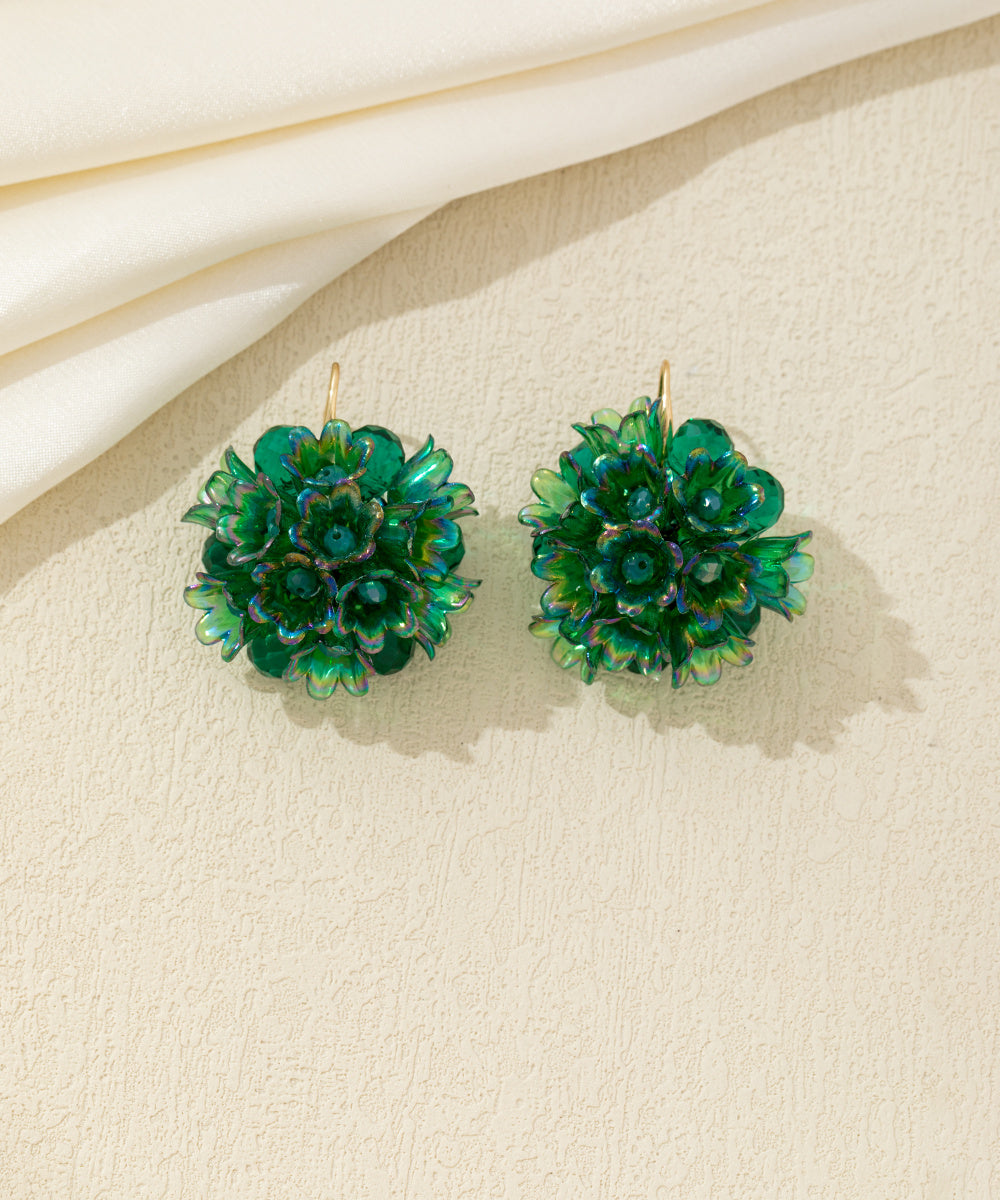Boucles d’oreilles pendantes fleurs & perles crochet – 26AHBOL057