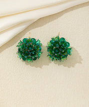 Boucles d’oreilles pendantes fleurs & perles crochet – 26AHBOL057
