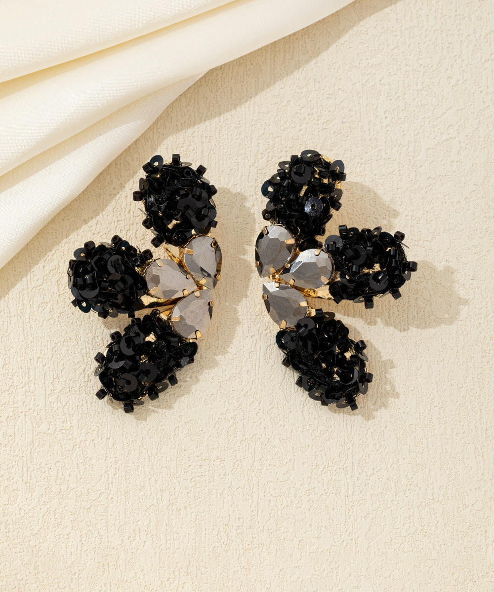 Boucles d’oreilles XXL sequins & strass Clou – 26AHBOL058