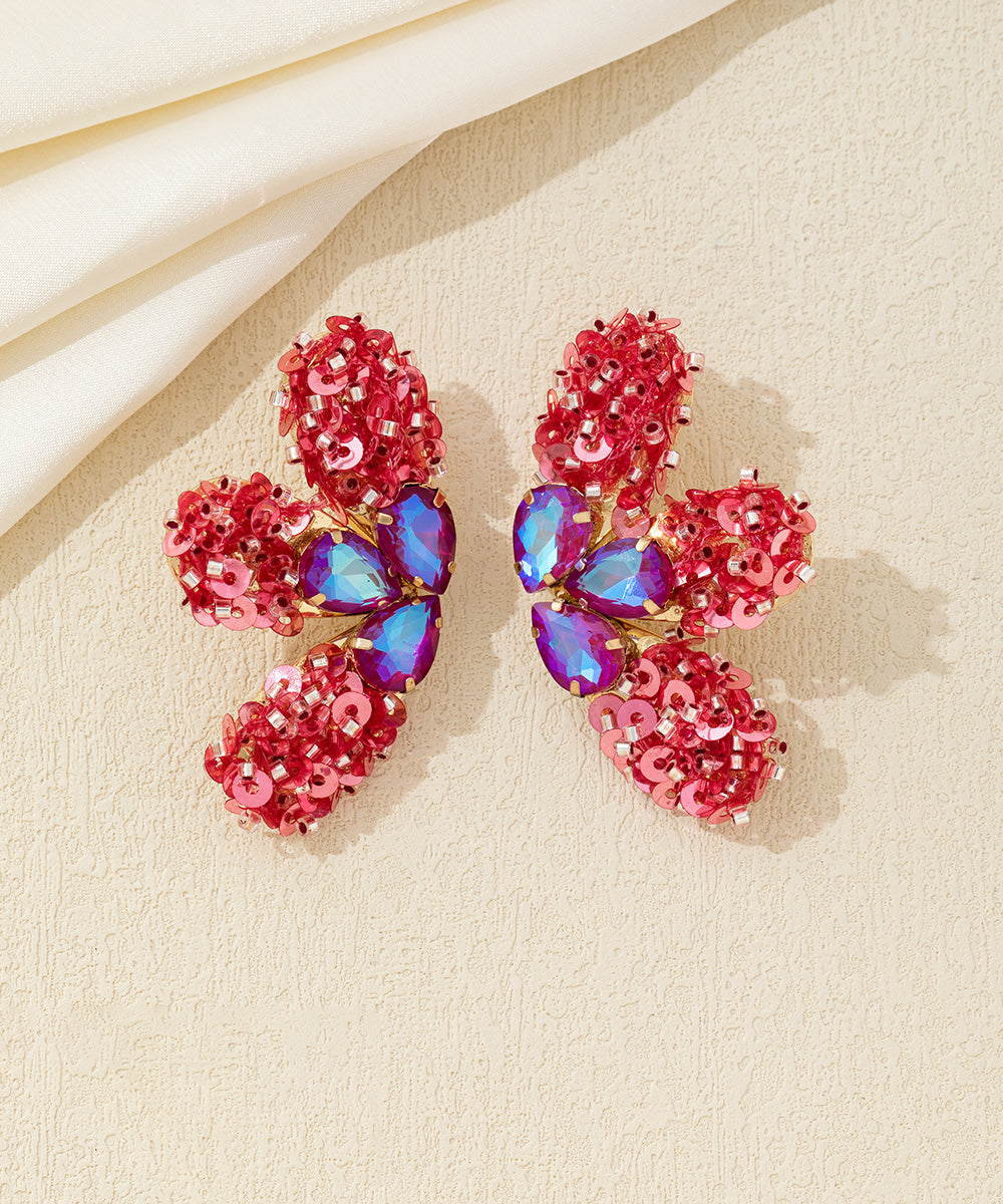 Boucles d’oreilles XXL sequins & strass Clou – 26AHBOL058