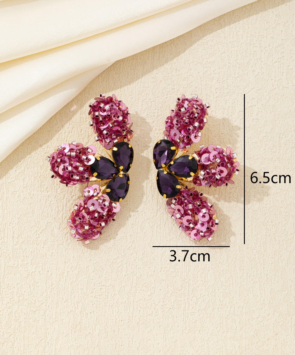 Boucles d’oreilles XXL sequins & strass Clou – 26AHBOL058