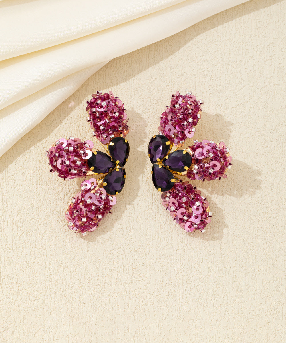 Boucles d’oreilles XXL sequins & strass Clou – 26AHBOL058