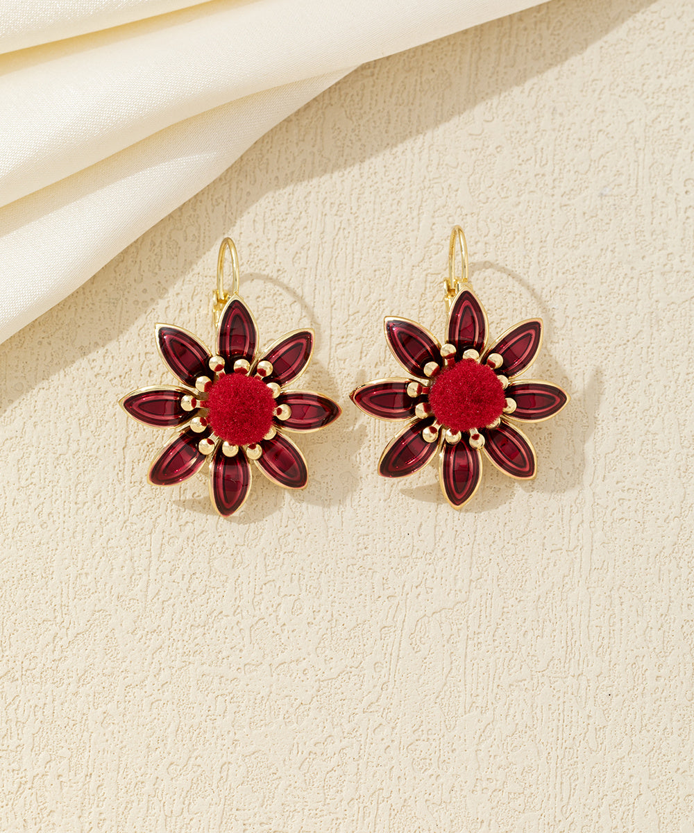 Boucles d’oreilles fleur émaillée Dormeuse– 26AHBOL059