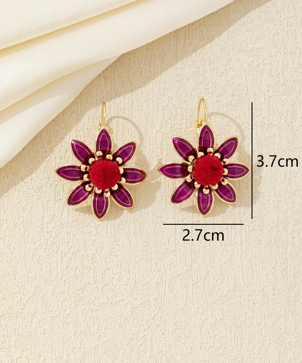 Boucles d’oreilles fleur émaillée Dormeuse– 26AHBOL059