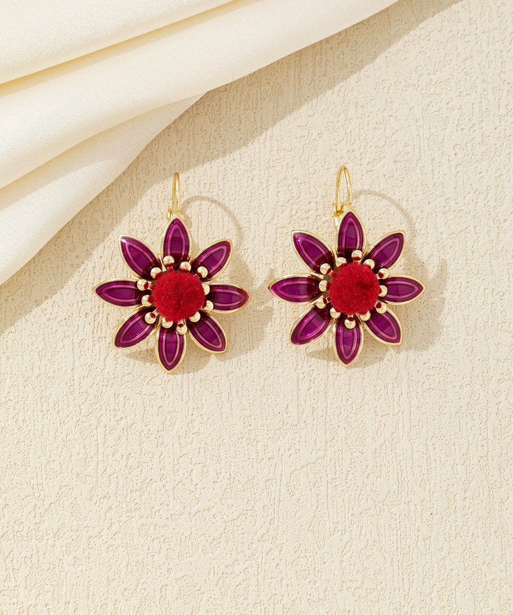 Boucles d’oreilles fleur émaillée Dormeuse– 26AHBOL059
