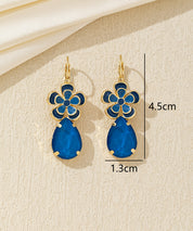 Boucles d’oreilles pendantes fleur et goutte Dormeuse  – 26AHBOL060