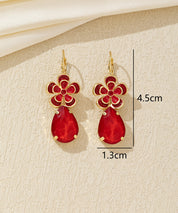 Boucles d’oreilles pendantes fleur et goutte Dormeuse  – 26AHBOL060