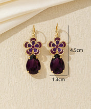 Boucles d’oreilles pendantes fleur et goutte Dormeuse  – 26AHBOL060