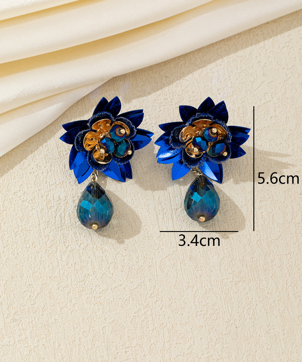 Boucles d’oreilles pendantes fleur perlée Clou – 26AHBOL061