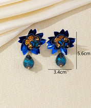 Boucles d’oreilles pendantes fleur perlée Clou – 26AHBOL061