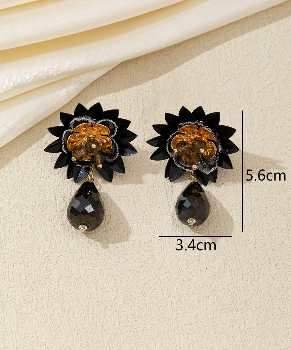 Boucles d’oreilles pendantes fleur perlée Clou – 26AHBOL061