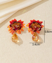 Boucles d’oreilles pendantes fleur perlée Clou – 26AHBOL061