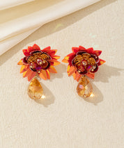 Boucles d’oreilles pendantes fleur perlée Clou – 26AHBOL061