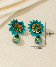 Boucles d’oreilles pendantes fleur perlée Clou – 26AHBOL061