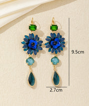 Boucles d’oreilles pendantes fleur et goutte dormeuse – 26AHBOL062
