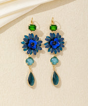 Boucles d’oreilles pendantes fleur et goutte dormeuse – 26AHBOL062