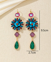 Boucles d’oreilles pendantes fleur et goutte dormeuse – 26AHBOL062