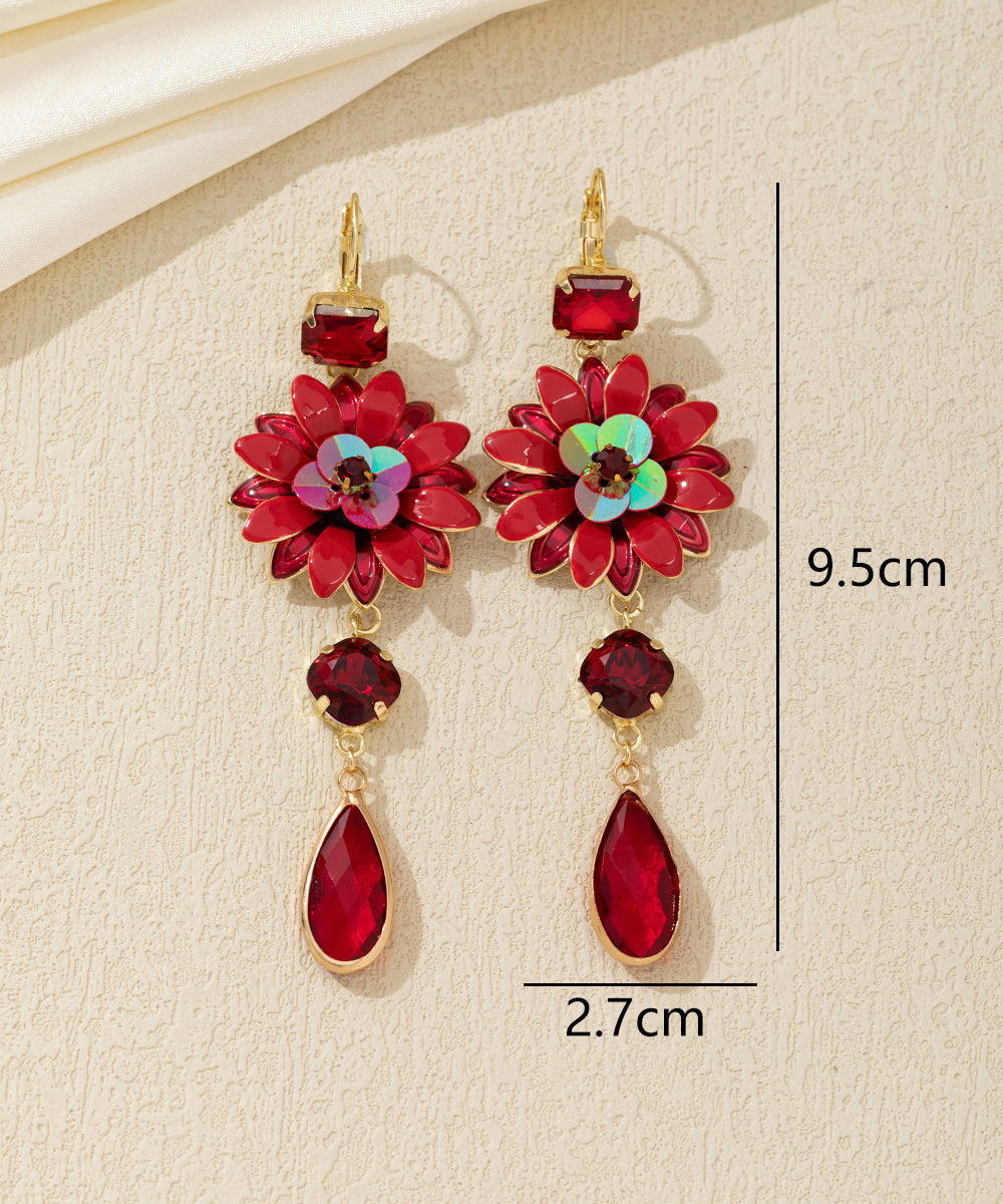 Boucles d’oreilles pendantes fleur et goutte dormeuse – 26AHBOL062