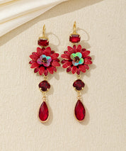 Boucles d’oreilles pendantes fleur et goutte dormeuse – 26AHBOL062