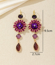 Boucles d’oreilles pendantes fleur et goutte dormeuse – 26AHBOL062