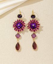 Boucles d’oreilles pendantes fleur et goutte dormeuse – 26AHBOL062
