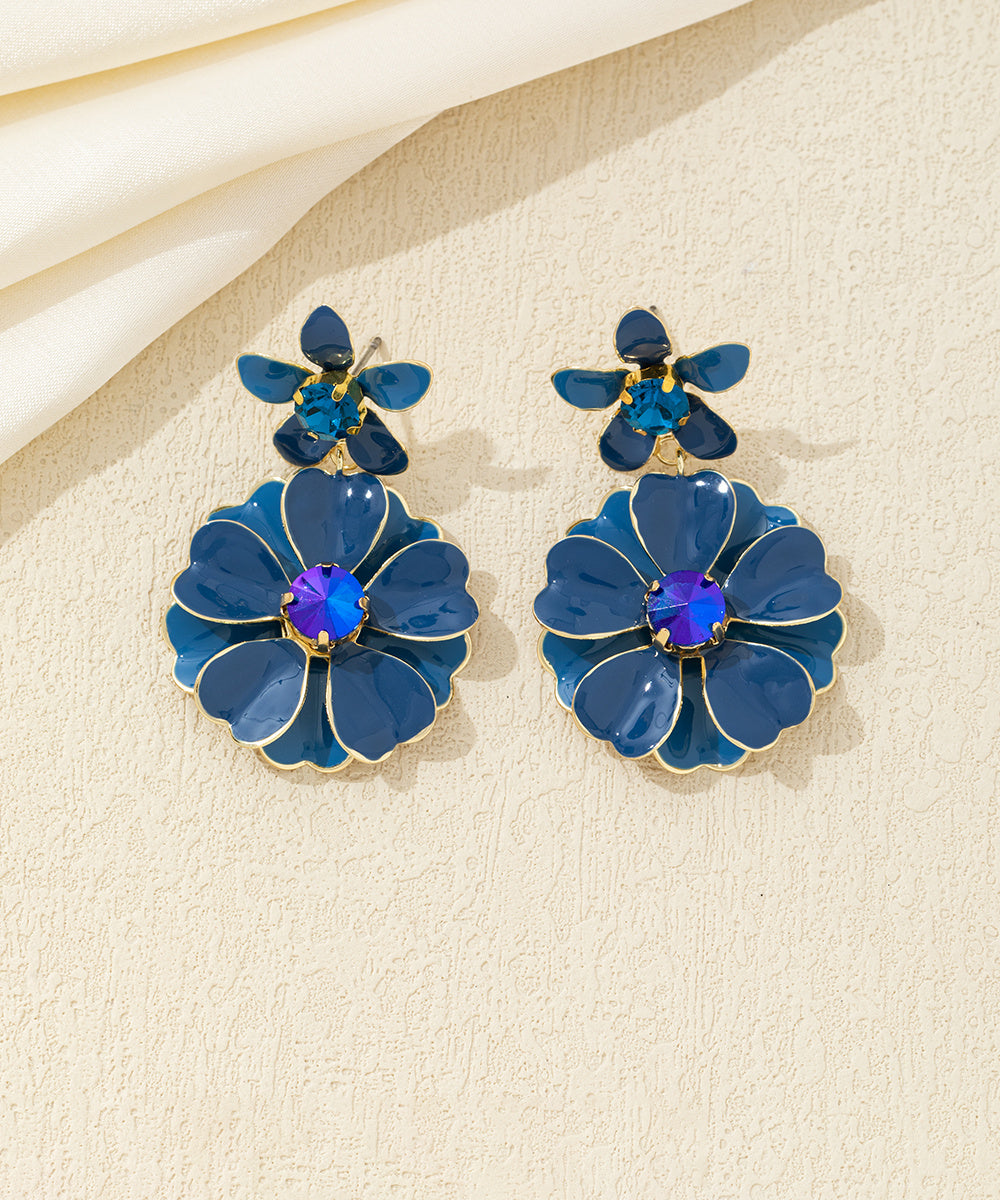 Boucles d’oreilles pendantes double fleur Clou – 26AHBOL064