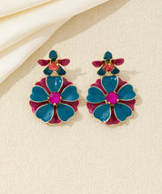 Boucles d’oreilles pendantes double fleur Clou – 26AHBOL064