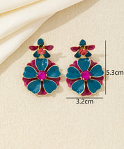 Boucles d’oreilles pendantes double fleur Clou – 26AHBOL064