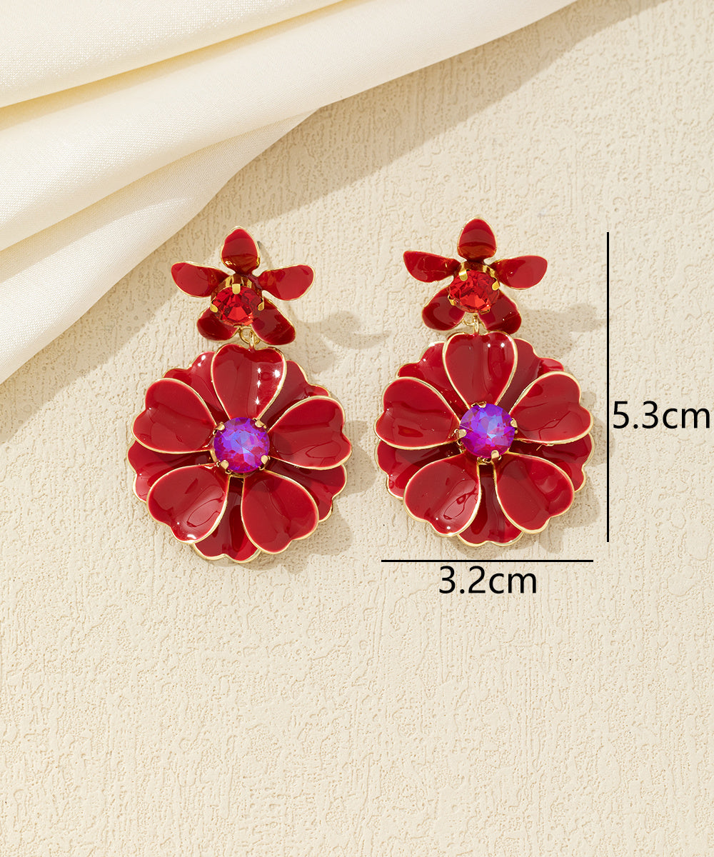 Boucles d’oreilles pendantes double fleur Clou – 26AHBOL064