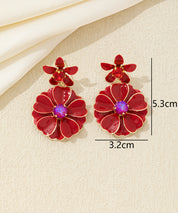 Boucles d’oreilles pendantes double fleur Clou – 26AHBOL064