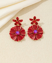 Boucles d’oreilles pendantes double fleur Clou – 26AHBOL064