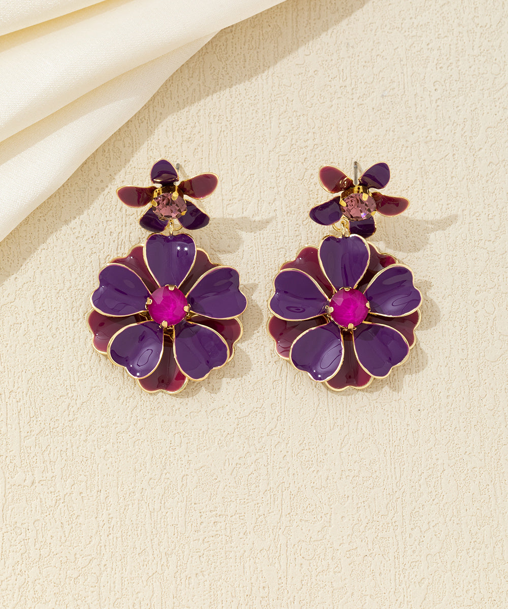 Boucles d’oreilles pendantes double fleur Clou – 26AHBOL064