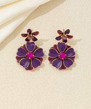 Boucles d’oreilles pendantes double fleur Clou – 26AHBOL064