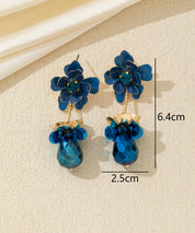 Boucles d’oreilles pendantes fleur et goutte facettée Clou – 26AHBOL065