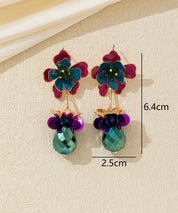 Boucles d’oreilles pendantes fleur et goutte facettée Clou – 26AHBOL065