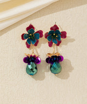 Boucles d’oreilles pendantes fleur et goutte facettée Clou – 26AHBOL065