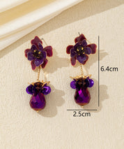 Boucles d’oreilles pendantes fleur et goutte facettée Clou – 26AHBOL065