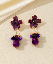 Boucles d’oreilles pendantes fleur et goutte facettée Clou – 26AHBOL065