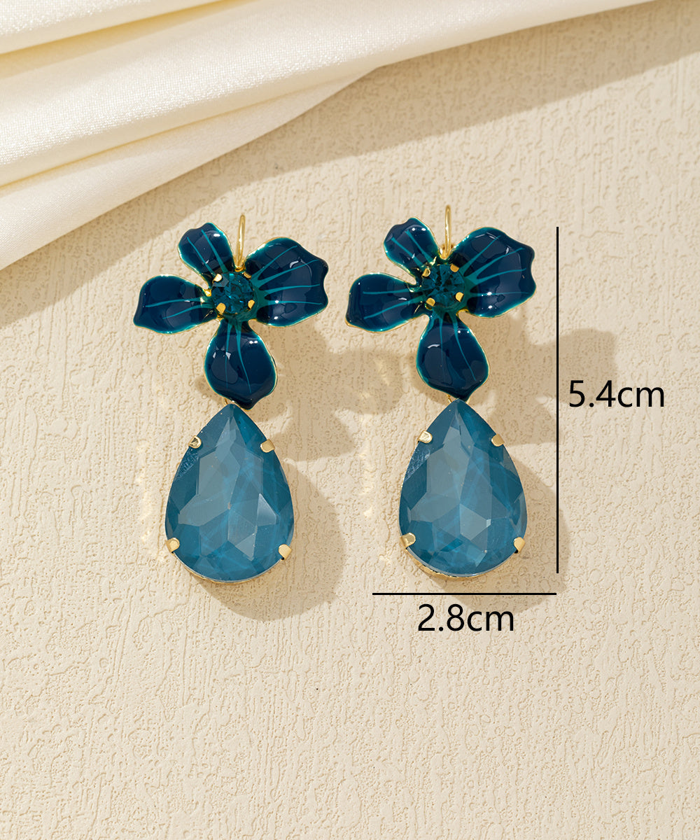 Boucles d’oreilles pendantes fleur et goutte dormeuse – 26AHBOL066