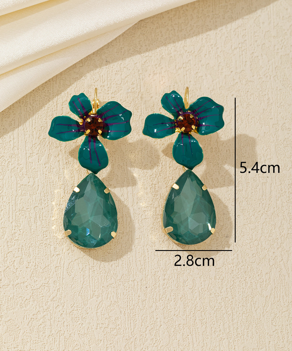 Boucles d’oreilles pendantes fleur et goutte dormeuse – 26AHBOL066