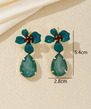 Boucles d’oreilles pendantes fleur et goutte dormeuse – 26AHBOL066