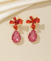 Boucles d’oreilles pendantes fleur et goutte dormeuse – 26AHBOL066